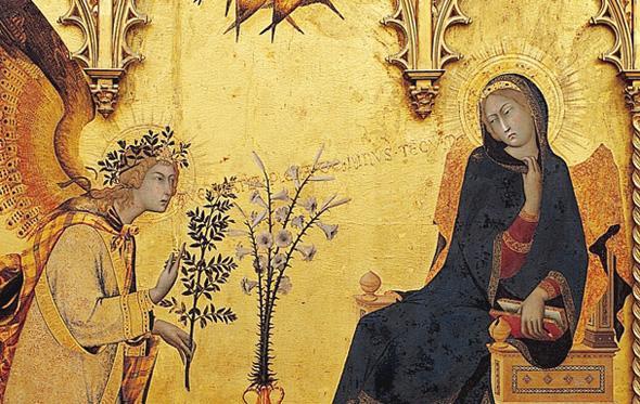 And this Mary (from the 1300s) who seems not only perplexed but upset, almost irritated at the words of Gabriel, as she too leans away him and his words.