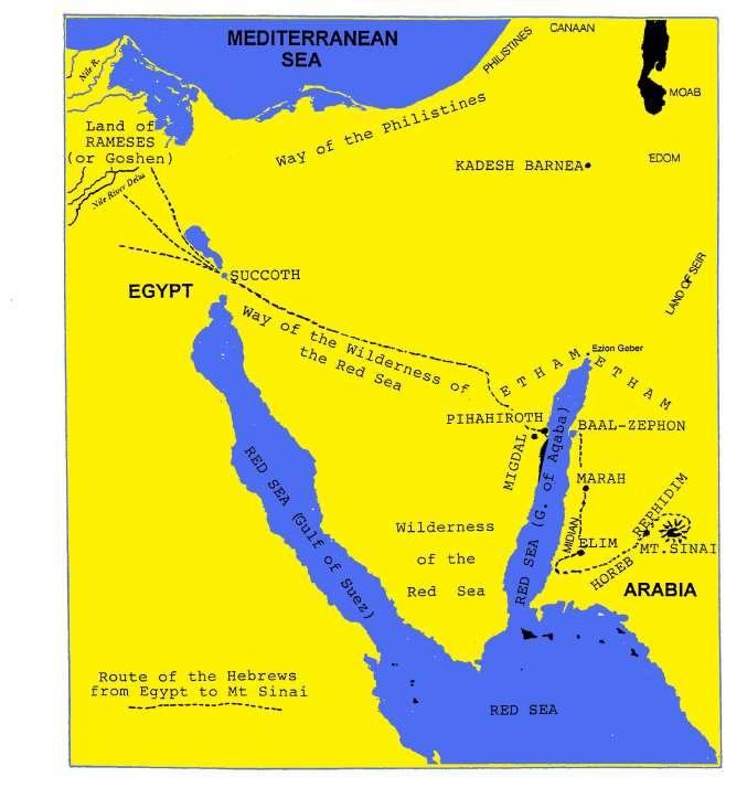 Figure 20 Map showing correct route and location of cities The Egyptians overtook the Hebrews encamping by the sea, beside Pihahiroth, before Baalzephon. (Ex.