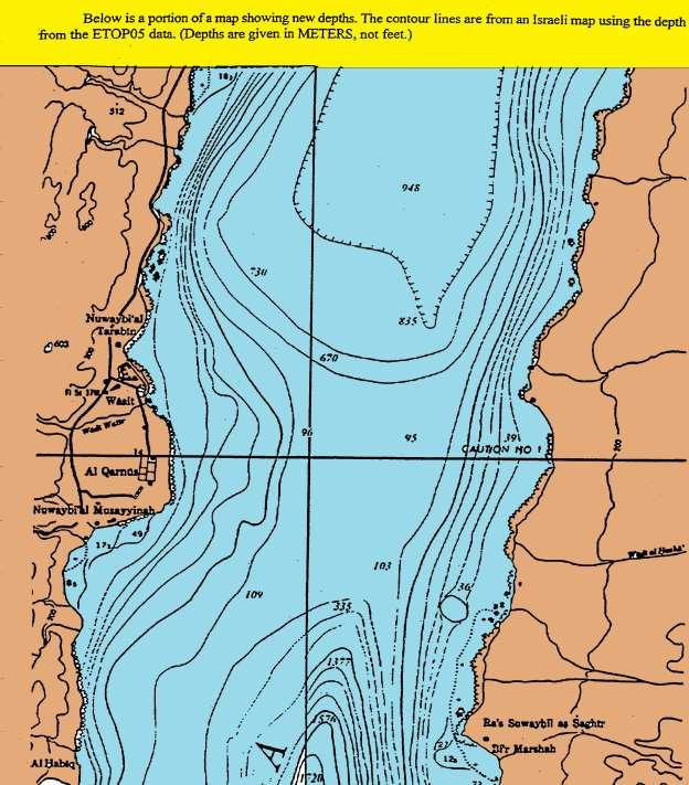 What it DOES show is a swatch of sea floor from Nuweiba across to the Saudi shore, which is about 300 to 320 feet deep at the deepest point.