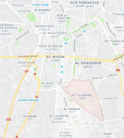 16 Appendix D The Al-Tadamon neighborhood Al-Tadamon neighborhood, east of the Yarmouk refugee camp (Google Maps) On the eve of the outbreak of the civil war, the neighborhood numbered about 200,000
