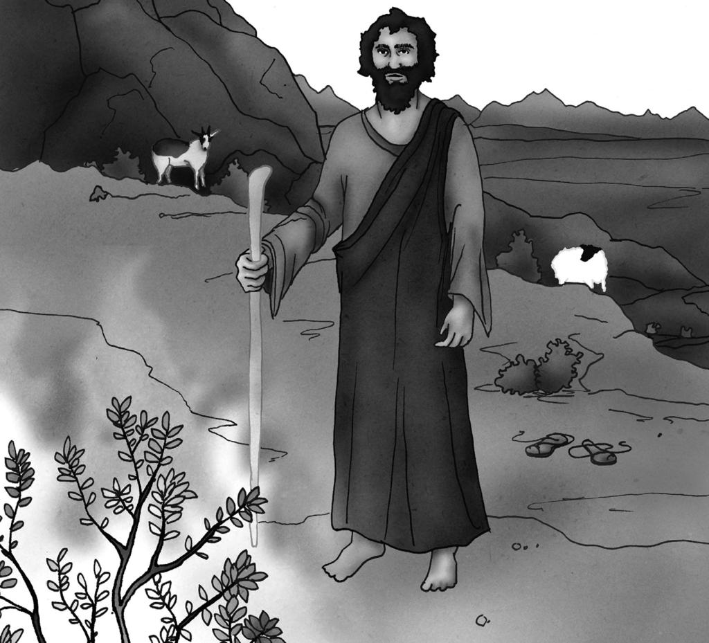 Who Me? Lesson 1 Walking along, Moses is whistling a happy tune. He sees something very strange in the distance. As he approaches, he appears amazed. (Note: God is not seen, only heard.
