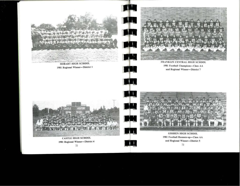 1981 Regional Winner-District 1 1981 Football Champions-Class AA and Regional Winner-District 7 CASTLE HIGH SCHOOL