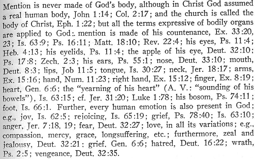 His Anthropomorphisms Taken from The Doctrine of God, H. Bavicnk, p. 87.