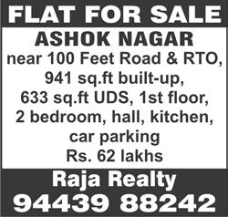 WANTED 3 bedroom, hall, kitchen in Ashok Nagar or West Mambalam, any floor with car parking, lift, no brokers. Ph: 9498099108. BACHELOR ACCOMMODATION T.