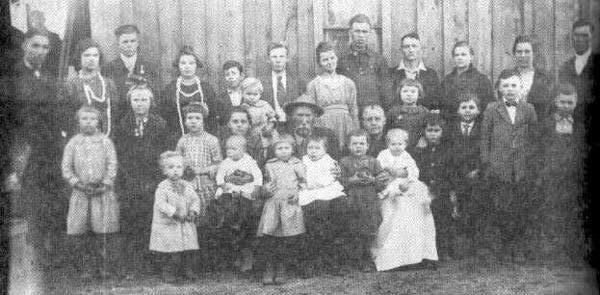 21 November 1858, Putnam Co., TN - d. 30 March 1942, d/o Wiley Gentry & Minerva Evaline Nevie McCaleb. They are shown here with their children and spouses.