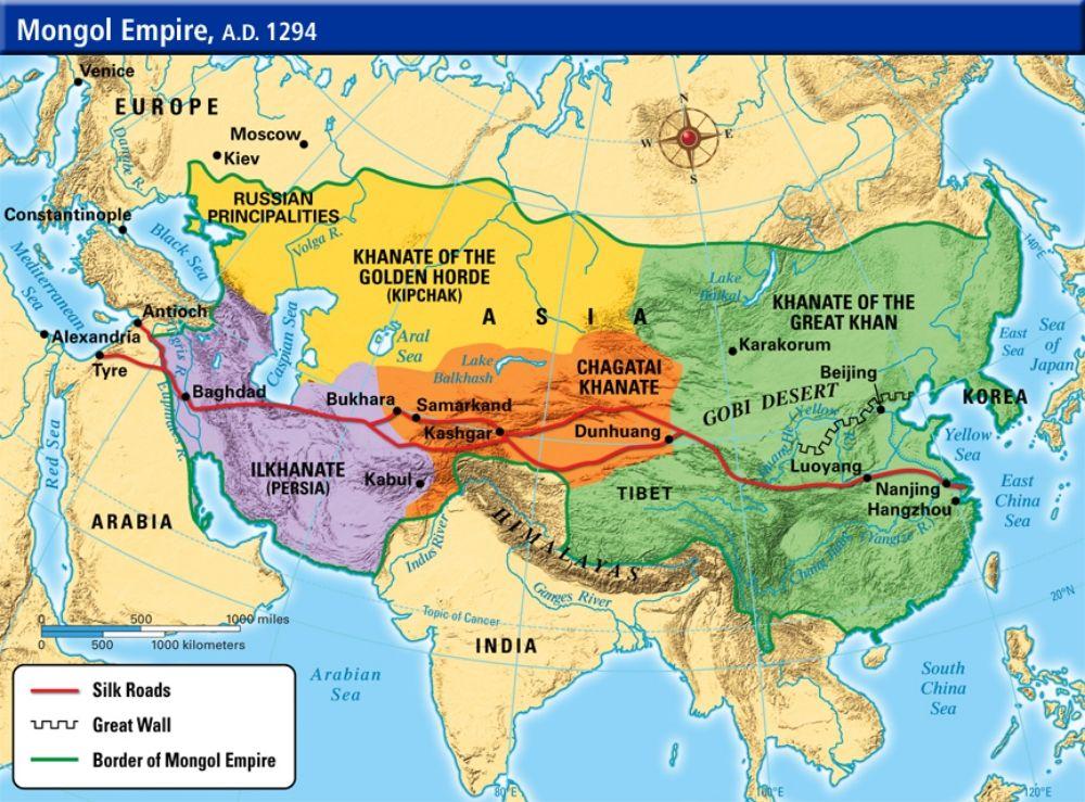 THE MONGOLS Genghis expanded the empire, then his sons and