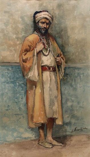 Elliott Daingerfield (American, 1859-1932) Moroccan with his Koummiya إليوت دينجرفيلد )أمريكي 1932-1859( مغربي بخنجره signed E.