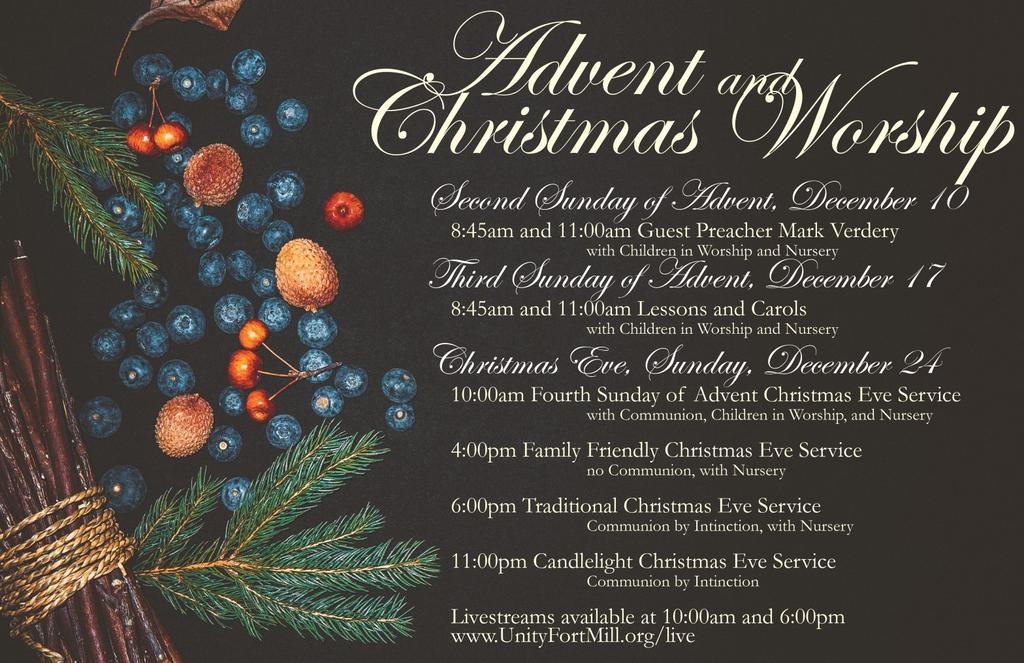 .. Page 4 And Much More PRAYER CONCERNS ADVENT Sunday, December 17th: Third Sunday of Advent During the Third Sunday of Advent we will have Lessons and Carols during both services.
