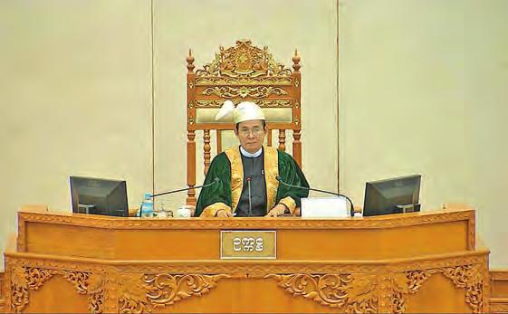 The 2 nd Pyidaungsu Hluttaw 7 th regular session s third day meeting was held at the Pyidaungsu Hluttaw meeting hall.