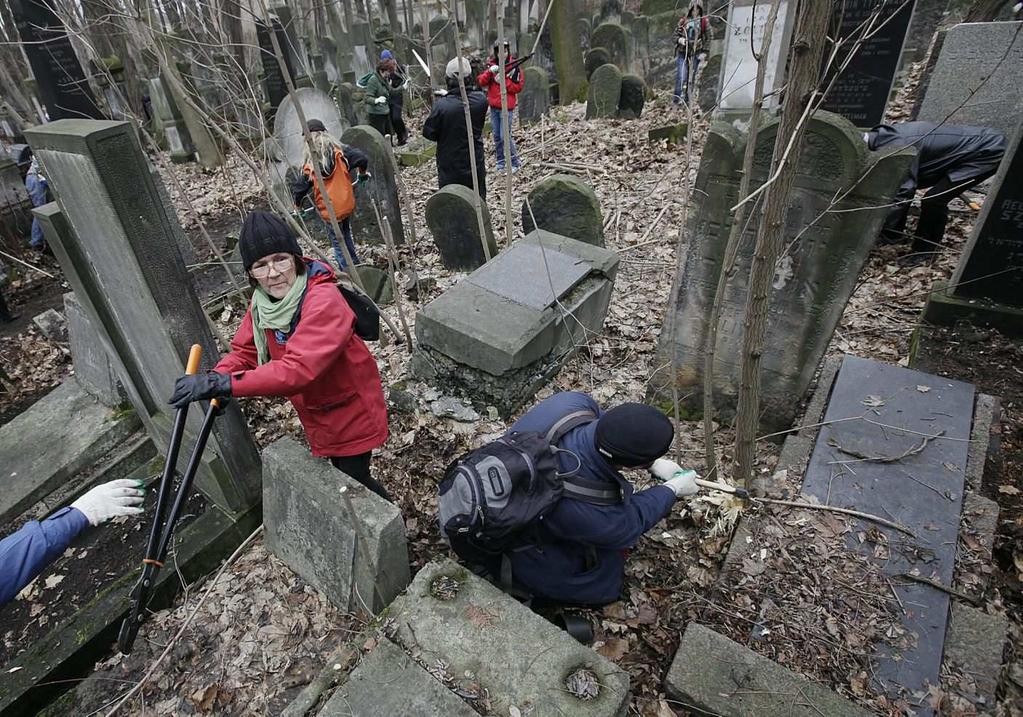 the condition of Jewish cemeteries in the country. It makes you want to cry when you see some of the places. Dogs and cats are urinating on our ancestors, she says.