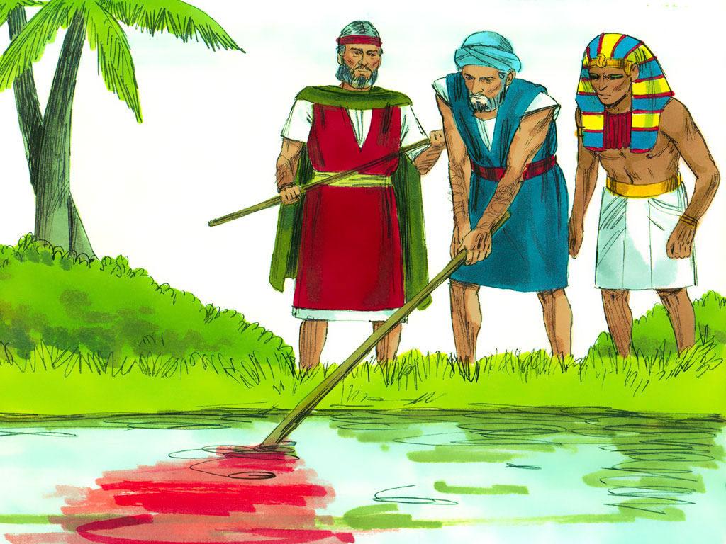 9. (Plague 1-Water to blood) The next time Moses came to the Pharaoh he repeated the same message, Let My People Go!