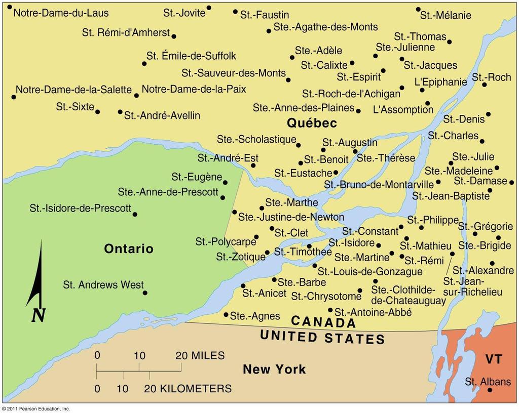 Religious Toponyms Compare religious toponyms within Quebec s boundaries with that of Ontario s, New York s, and Vermont s.