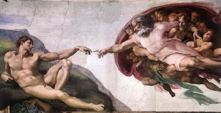 The Creation of Adam Fresco, Sistine Chapel, Rome by