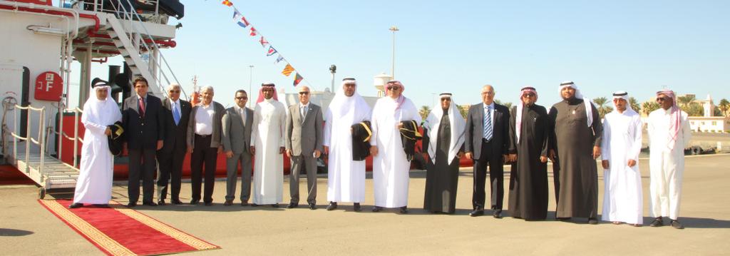 A celebration was held on this occasion, attended by the President of the Saudi Ports General Organization, who lifted the Saudi flag on the ship.