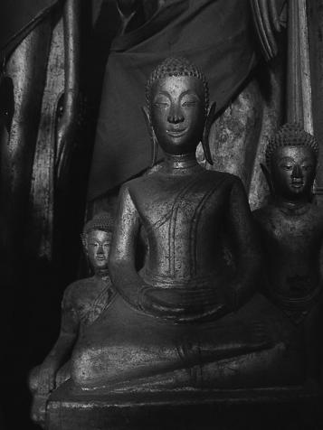 The Buddha's hands are in the bhūmisparśa mudrā (Earth-touching position)