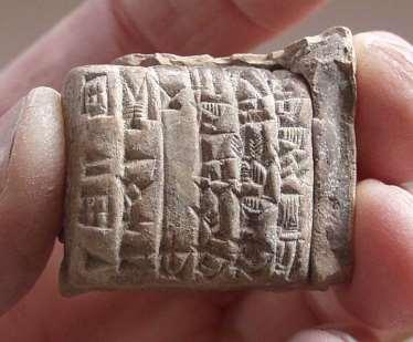 In about 3300 BCE, people in Mesopotamia became the first writers by making dents in clay. This process is called cuneiform (Latin cun dent, wedge + form shape ).