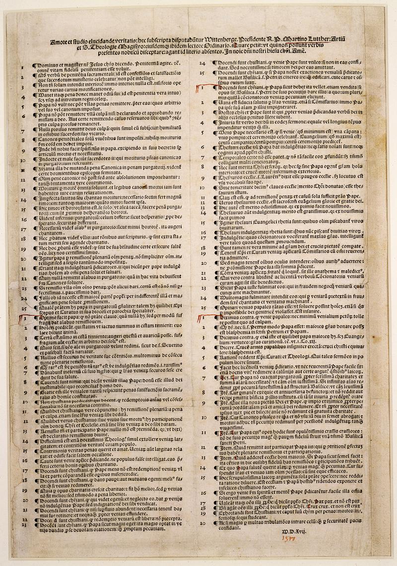 The Ninety-Five Theses or Disputation on the