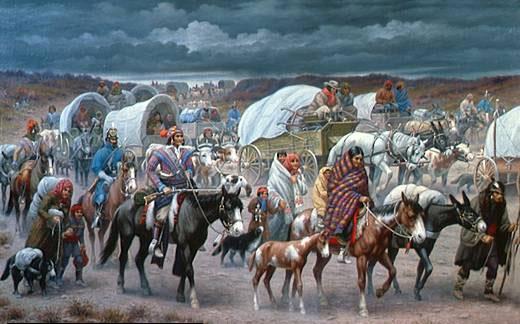 The Trail of Tears Forced removal to Indian Territory (in present-day Oklahoma) Cherokee
