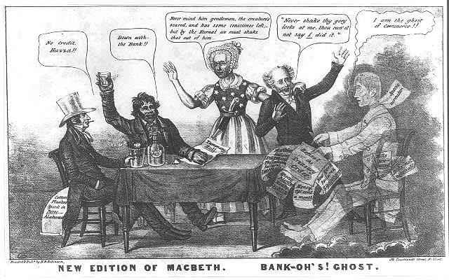 Van Buren and the Panic of 1837 Cartoon portraying Van Buren s continuation of Jackson s hardmoney policies as the reason for the Panic of 1837 NY senator, Jackson s secretary of