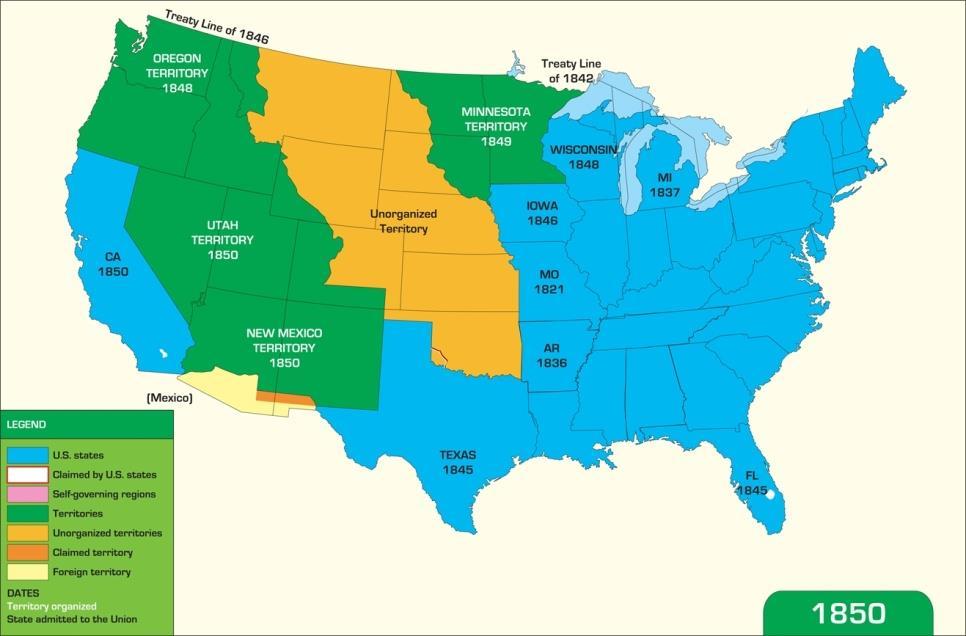 New States and Territorial Acquisitions New states: Arkansas,