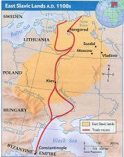 1396 40 Development of the Slavic East and Russia Dnieper River (North South Commerce Route) Steppes Vast Plains (Short Agriculture