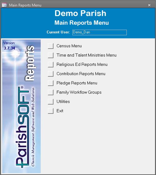 Appendix B Custom Queries Following the above path, we can also access the customs queries option. In the Family Directory Module click on Reports > ParishSOFT Reports.