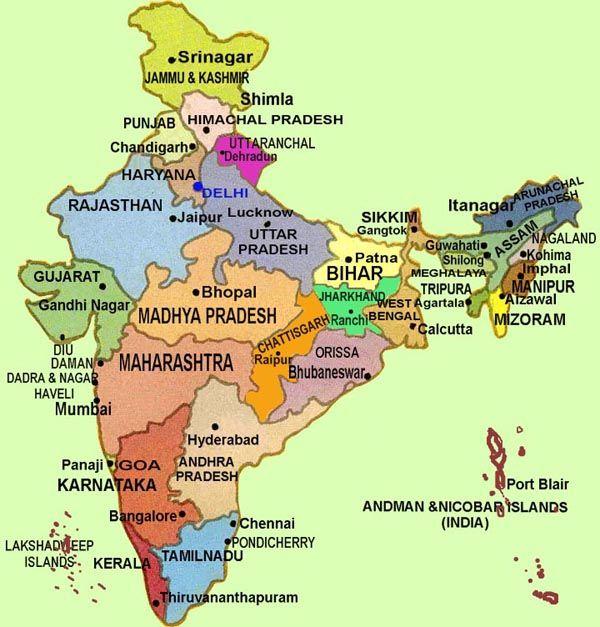 India Delhi- Capital (National Capital Territory of Delhi) 28 States -each state has capital city Cities Delhi Mumbai (Bombay) Chennai (Madras) Kolkata (Calcutta)