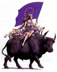 The Symbol of Europe: a woman riding a beast From