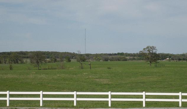 Figure 19. Proposed site for Camp Kansas lies on upland prairie just beyond the radio tower, a mile south of Allen.