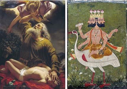 Abraham and Brahma Etymological similarity Interestingly, the names of Brahma and Abraham, and their wives Sarasvati and Sara are etymologically
