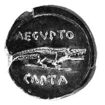 On the back is a Crocodile inscribed with AEGVPTO CAPTA which