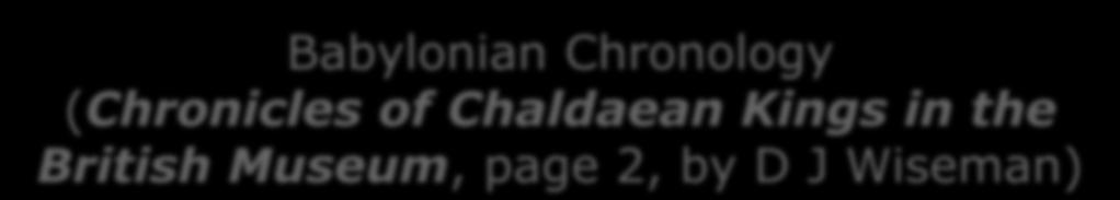 Babylonian Chronology (Chronicles of Chaldaean