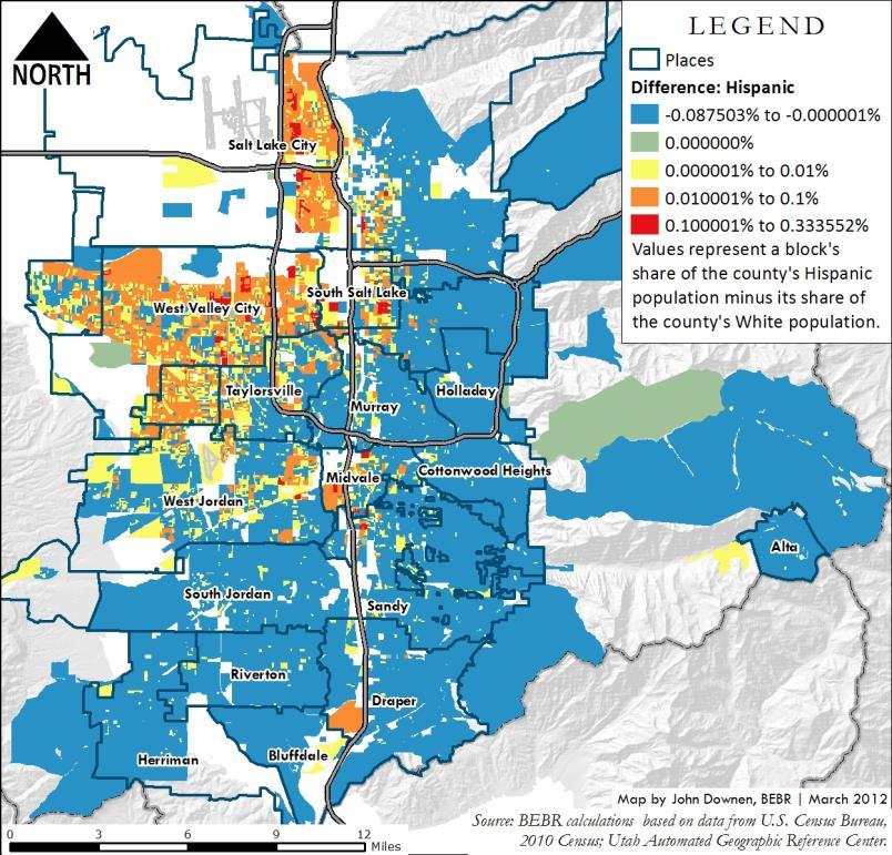 using census tract data compared to metropolitan data these figures are based on block data comparisons to Salt Lake County. Again they tell a similar story.
