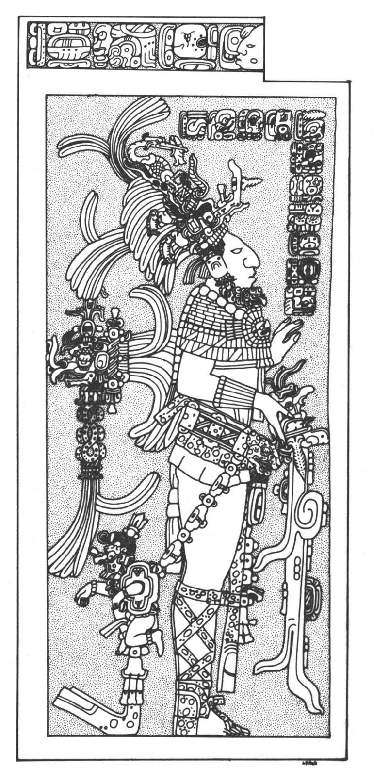 Figure 22 : Palenque Temple of the Cross West Jamb Drawing by Linda Schele David Schele,