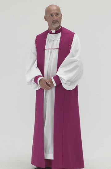Bishop Ordinaries and Coadjutors Roman-Purple Cassock w/ 33 cloth-covered buttons Roman-Purple Cincture w/ Roman-Purple Fringe Rochet w/