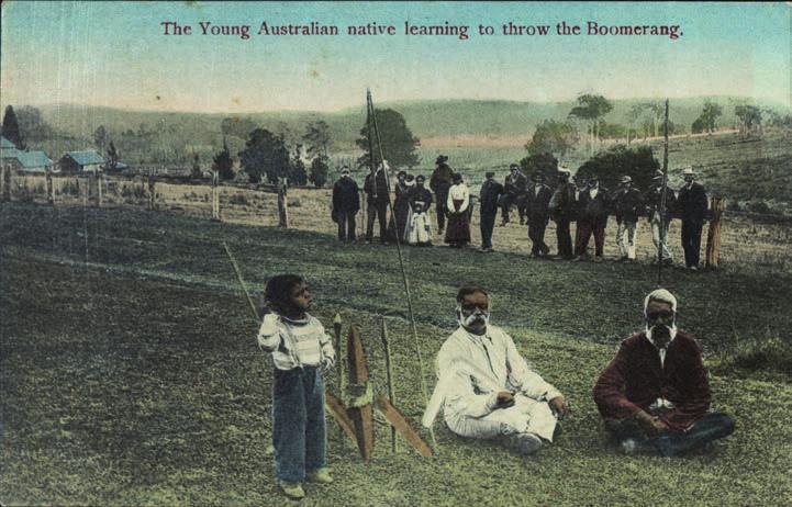 Nicholas Caire 191 Figure 7.4: The Young Australian native learning to throw the Boomerang. N.J.
