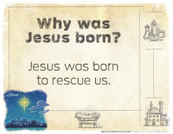 Timeline Poster Main Point Slide Big Picture question slides TALK ABOUT THE BIBLE STORY (1 MINUTE) Say Jesus was born as God promised. This was very good news! Jesus was not like other babies.