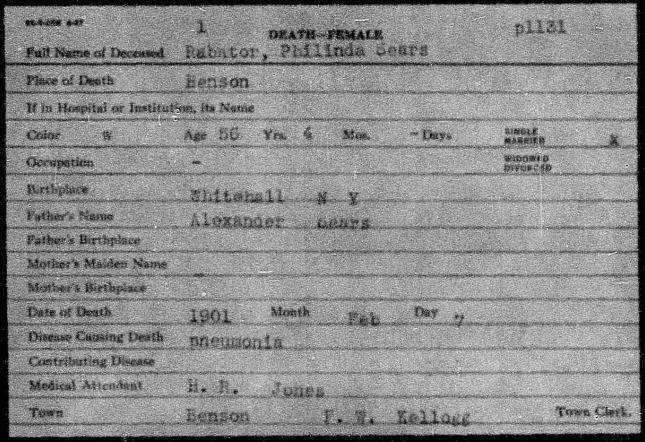 21 Census, 1910, Vermont, Rutland County, Benson, 7 May 1910, p. 13.