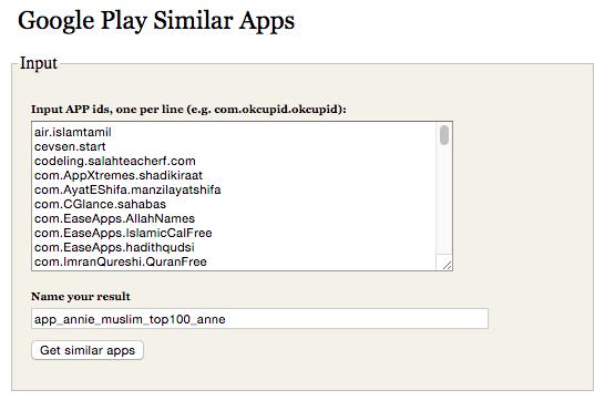 Method 2 1. Create list with top 100 apps using App Annie for the keywords: a. christian, christianity b. islam, muslim c.