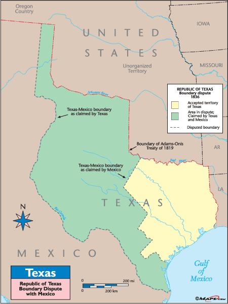 Mexico claimed the border with Texas was the Nueces