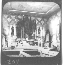 high altar. You can also see the high water mark at the base of the statutes, showing how the painting escaped damage in the flood. St.