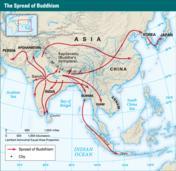 The Spread and Influence of Buddhism At first, Buddhist ideas spread slowly among religious seekers in India. In the 200s B.C.E., however, the Emperor Ashoka helped popularize Buddhism.