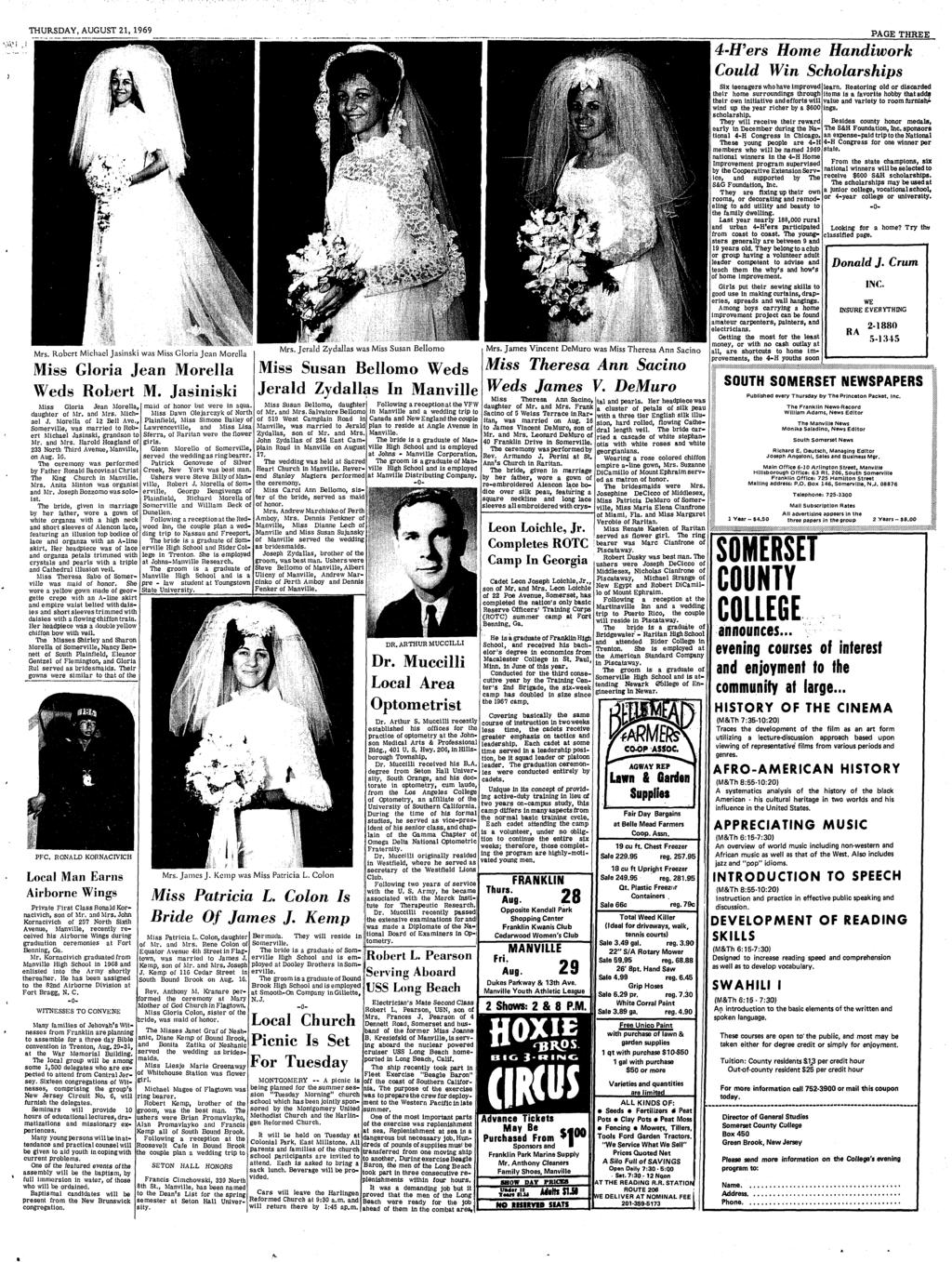 : f? ;, THURSDAY, AUGUST 21, 1969 Mrs. Robert Mchael Jasnsk was Mss Glora Jean Morclla Mss Glora Jean Morella Weds Robert M. Jasnsk Mrs.