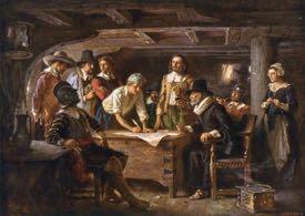 aboard the Mayflower half were saints - Puritans half were sinners -