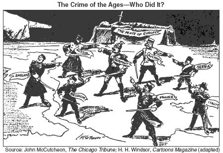 Modern History 39 Look carefully at the picture. This is a political cartoon about World War I. Besides all of the soldiers in the middle, who are the other two characters?