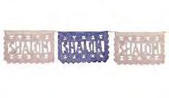 Hand Cut Paper Banners (Papel Picado) Shalom Say hello, goodbye and peace all in one word, Shalom with this mini tissue paper banner. Also available in Star of David design.