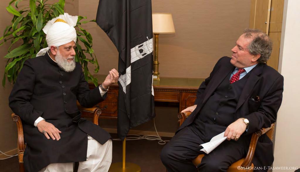 Meeting with Dr Charles Tannock (MEP London & Chair of European Parliament Friends of Ahmadiyya Muslims Group) Hadhrat Mirza Masroor Ahmad spoke about the persecution faced by Ahmadi Muslims in