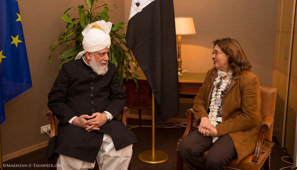 Meeting with Ingrid Norstein (Norway) Ingrid Norstein spoke of her delight at meeting Hadhrat Mirza Masroor Ahmad.