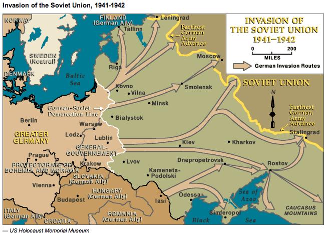 German Invasion of Soviet Union, continued Much of the Soviet air force was destroyed, and the Soviet armies were initially overwhelmed.