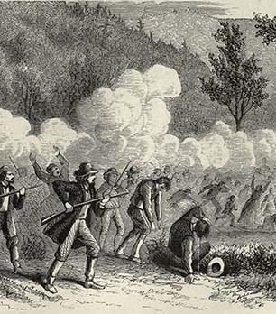 Danite violence in Missouri 1838 Fortunately for the Missourians, they spotted the troops before the Mormons galloped into town, and all but 3 escaped; many of the men simply cut their horses reins